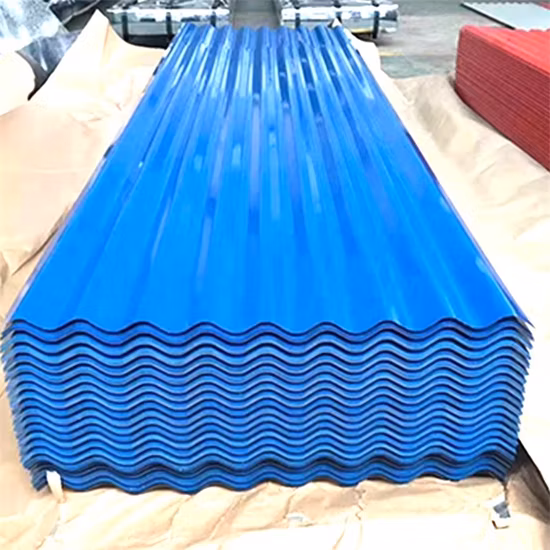 Hojas de techo de acero galvanizado de color Ral 4X8FT Ancho del material de construcción 26 36 pulgadas PPGI Hoja de techo corrugado recubierta de color